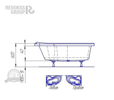 Акриловая ванна Redokss San Verona L/R 160x105