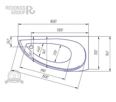 Акриловая ванна Redokss San Catania L/R 160x70