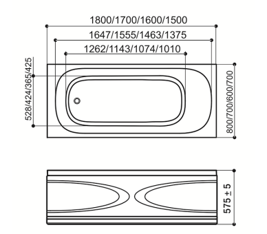 Гидромассажная ванна WGT Rialto ORTA 150x70