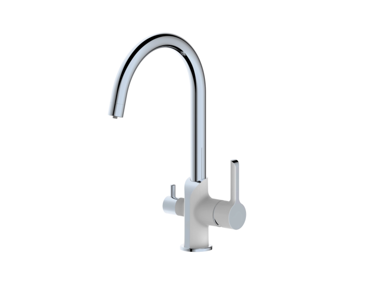Змішувач для кухні і фільта Qtap Grand Chrome/White