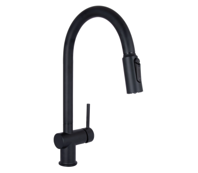 Смеситель для кухни выдвижной и фильтра Qtap Rozcesti Black Matt