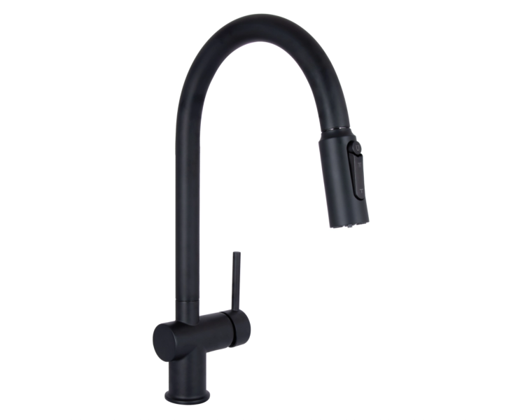 Смеситель для кухни выдвижной и фильтра Qtap Rozcesti Black Matt