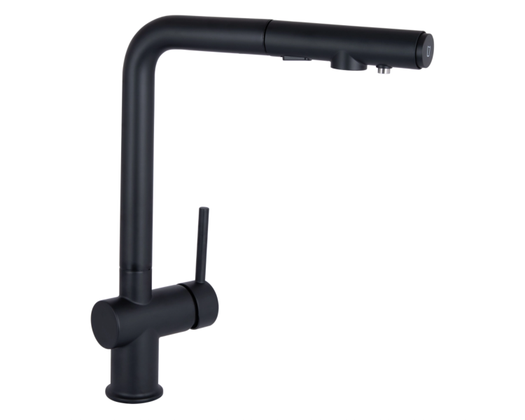 Смеситель для кухни выдвижной и фильтра Qtap Rozcesti2 Black Matt