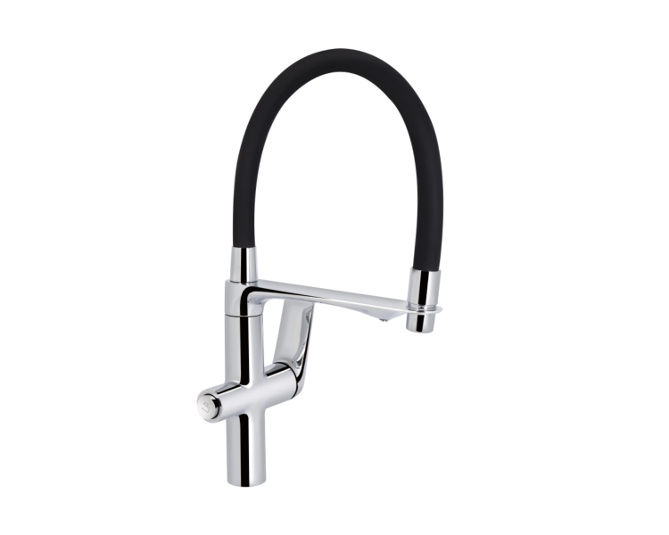 Смеситель для кухни гибкий Qtap Vlasta New Chrome/Black
