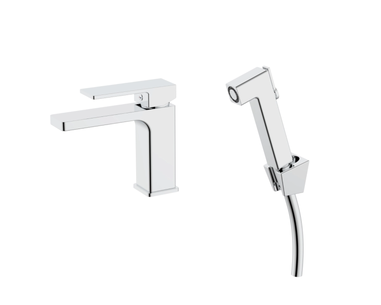 Смеситель для раковины (с гигиеничным душем) Qtap Gemini Chrome