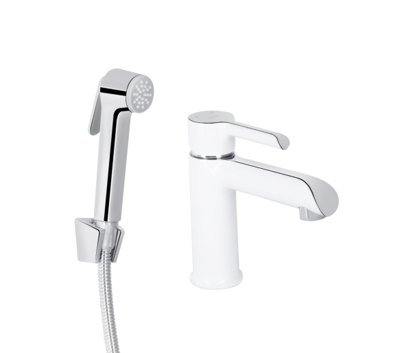 Смеситель для раковины (с гигиеничным душем) Qtap Grand White