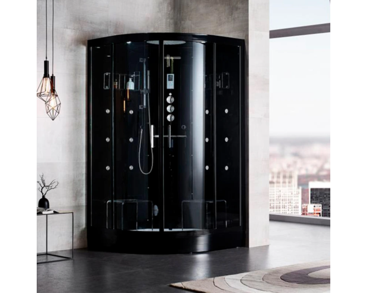 Гідромасажний паровий бокс GOLSTON G-U695 чорний 900х900х2230 мм