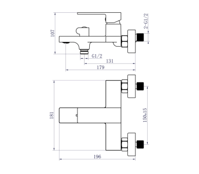 Смеситель для ванны Qtap Gemini Black Matt