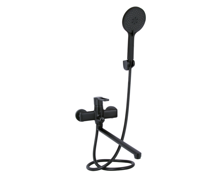 Змішувач для ванни довгий Qtap Taurus Black Matt