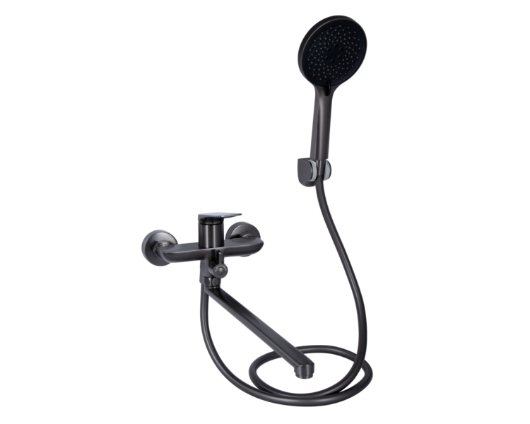 Смеситель для ванны длинный Qtap Vlasta New Gunmetal