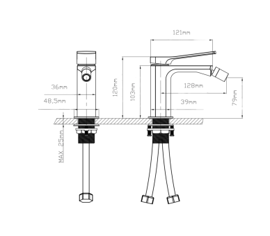 Змішувач для біде Qtap Slavonice Gunmetal