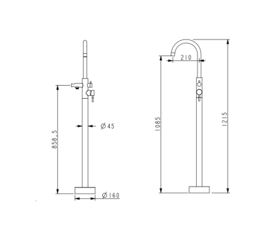 Смеситель для ванны напольный Lidz Aria 004 Nickel