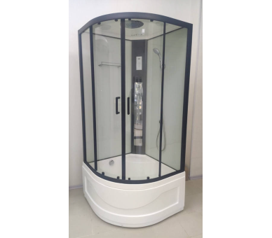 Душовий бокс Veronis BV-4-100 white black 100x100 глибокий піддон