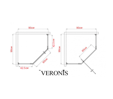 Душова кабіна Veronis KN-16-00 90x90x205 з піддоном