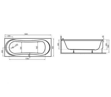 Акрилова ванна Polimat Gracja 180x80 прямокутна