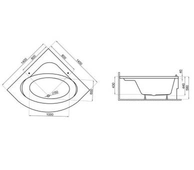 Акриловая ванна Polimat Standard 140x140 угловая