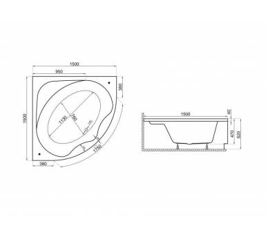 Акрилова ванна Polimat Standard 150х150 кутова