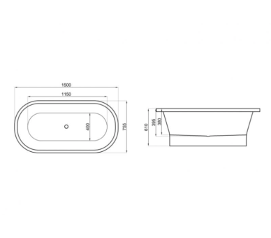 Акриловая ванна Polimat Amona NEW 150x75 отдельностоящая