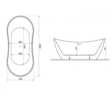 Акрилова ванна Polimat ABI 180x80 окремостояча