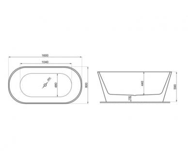 Акрилова ванна Polimat Uzo 160x80 окремостояча
