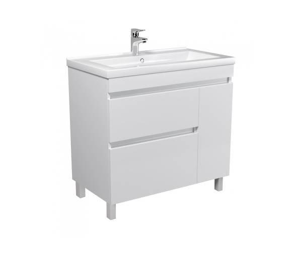 Тумба в ванную напольная MDD City White 80-U с умывальником Cosmo 80