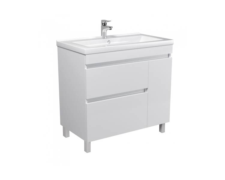 Тумба в ванную напольная MDD City White 80-U с умывальником Cosmo 80