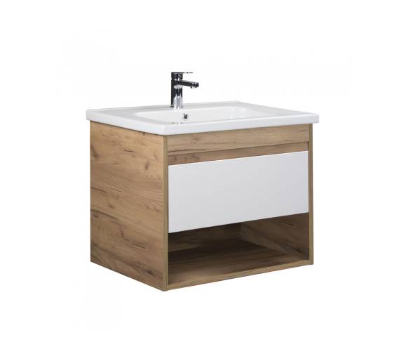 Тумба в ванную подвесная MDD Oslo Wood 70 с умывальником Creavit ID-70