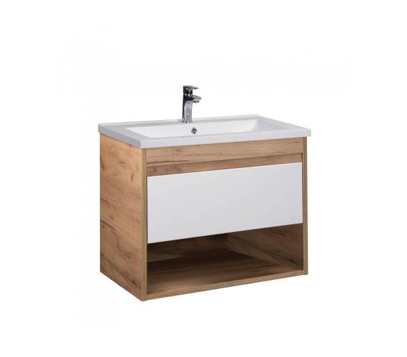 Тумба у ванну підвісна MDD Oslo Wood 70 з умивальником Cosmo 70