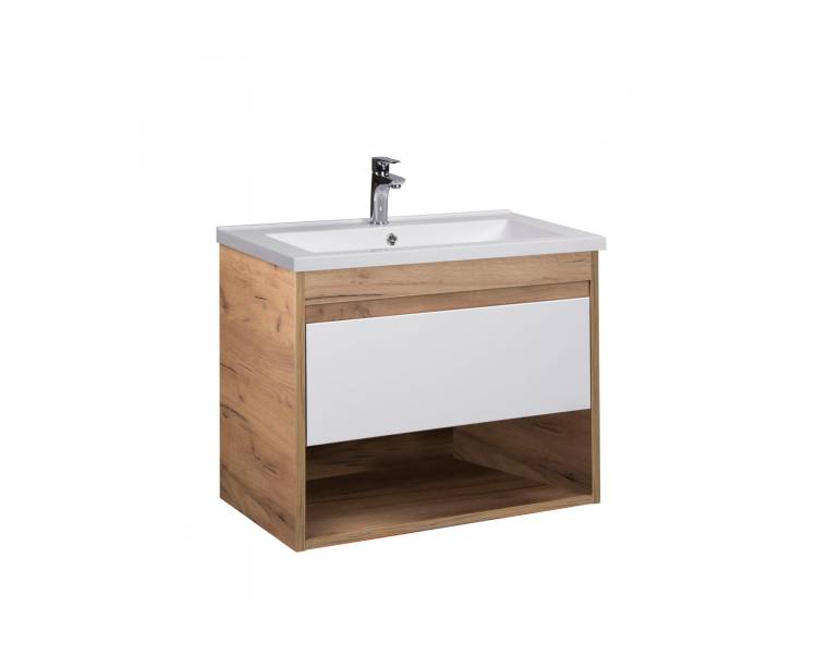 Тумба у ванну підвісна MDD Oslo Wood 70 з умивальником Cosmo 70