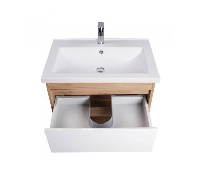 Тумба в ванную подвесная MDD Oslo Wood 70 с умывальником Cosmo 70