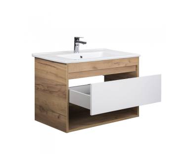 Тумба в ванную подвесная MDD Oslo Wood 80 с умывальником Creavit SU-80
