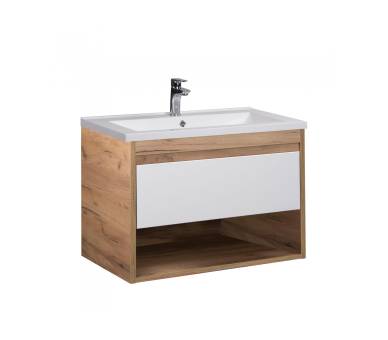Тумба в ванную подвесная MDD Oslo Wood 80 с умывальником Cosmo 80