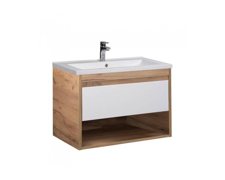 Тумба у ванну підвісна MDD Oslo Wood 80 з умивальником Cosmo 80