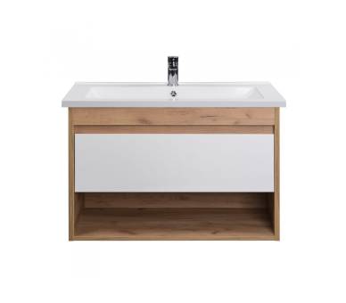 Тумба у ванну підвісна MDD Oslo Wood 80 з умивальником Cosmo 80