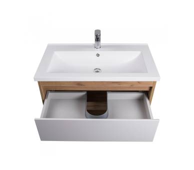 Тумба у ванну підвісна MDD Oslo Wood 80 з умивальником Cosmo 80
