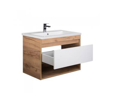 Тумба у ванну підвісна MDD Oslo Wood 80 з умивальником Cosmo 80