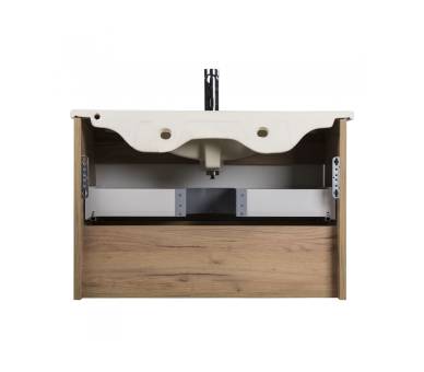 Тумба в ванную подвесная MDD Oslo Wood 80 с умывальником Cosmo 80