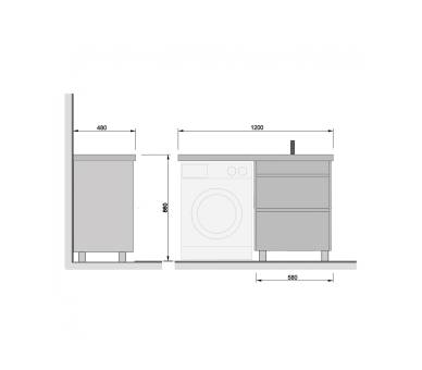 Тумба в ванную напольная MDD Wing 60-W с умывальником Rodeo 120 L