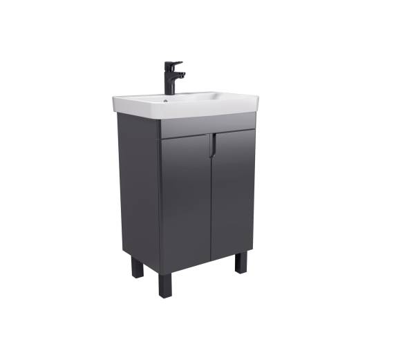 Тумба у ванну універсальна MDD Simple Graphite 55-U з умивальником River 55