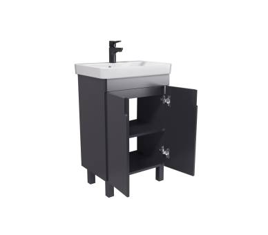 Тумба у ванну універсальна MDD Simple Graphite 55-U з умивальником River 55