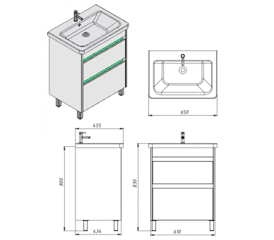 Тумба у ванну універсальна Juventa Luton Lt-65 дуб вотан