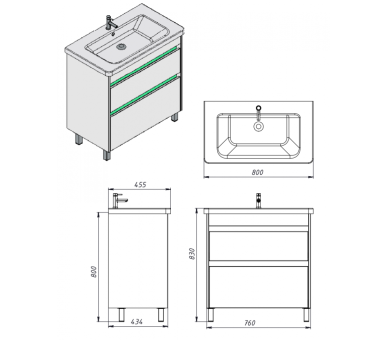 Тумба у ванну універсальна Juventa Luton Lt-80 біла