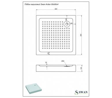 Поддон Swan Arden 90x90 см