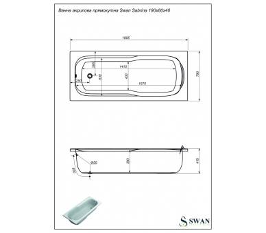 Акрилова ванна SWAN Sabrina 190х80 см