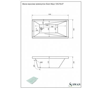 Акриловая ванна Swan Maya 120х70 см