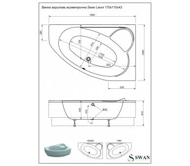 Акриловая ванна Swan Leoni L/R 170x110 см