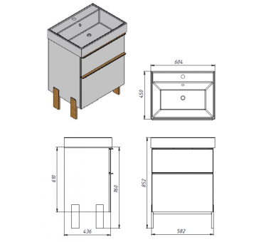 Тумба в ванную универсальная Juventa Manhattan Mh-60 серая Тумба в ванную универсальная Juventa Manhattan Mh-60 серая