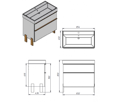 Тумба у ванну універсальна Juventa Manhattan Mh-85 сіра