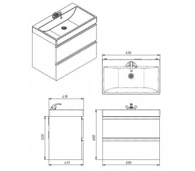 Тумба в ванную подвесная Juventa Savona new Sv-70 белая