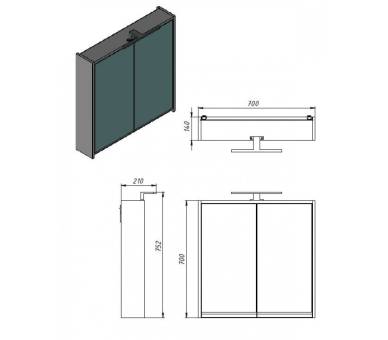 Дзеркальна шафа Juventa Savona new SvM-70 біла